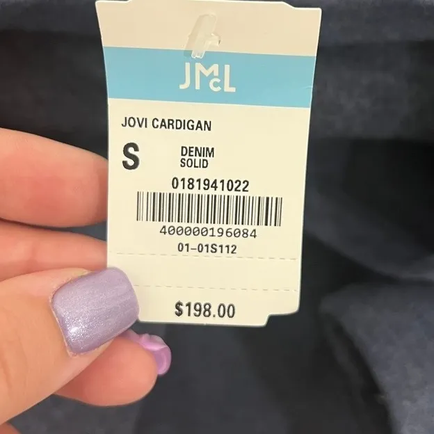 J Mclaughlin Jovi Cardigan Small NWT $198 Organic Cotton Knit Button Denim Solid - Image 6