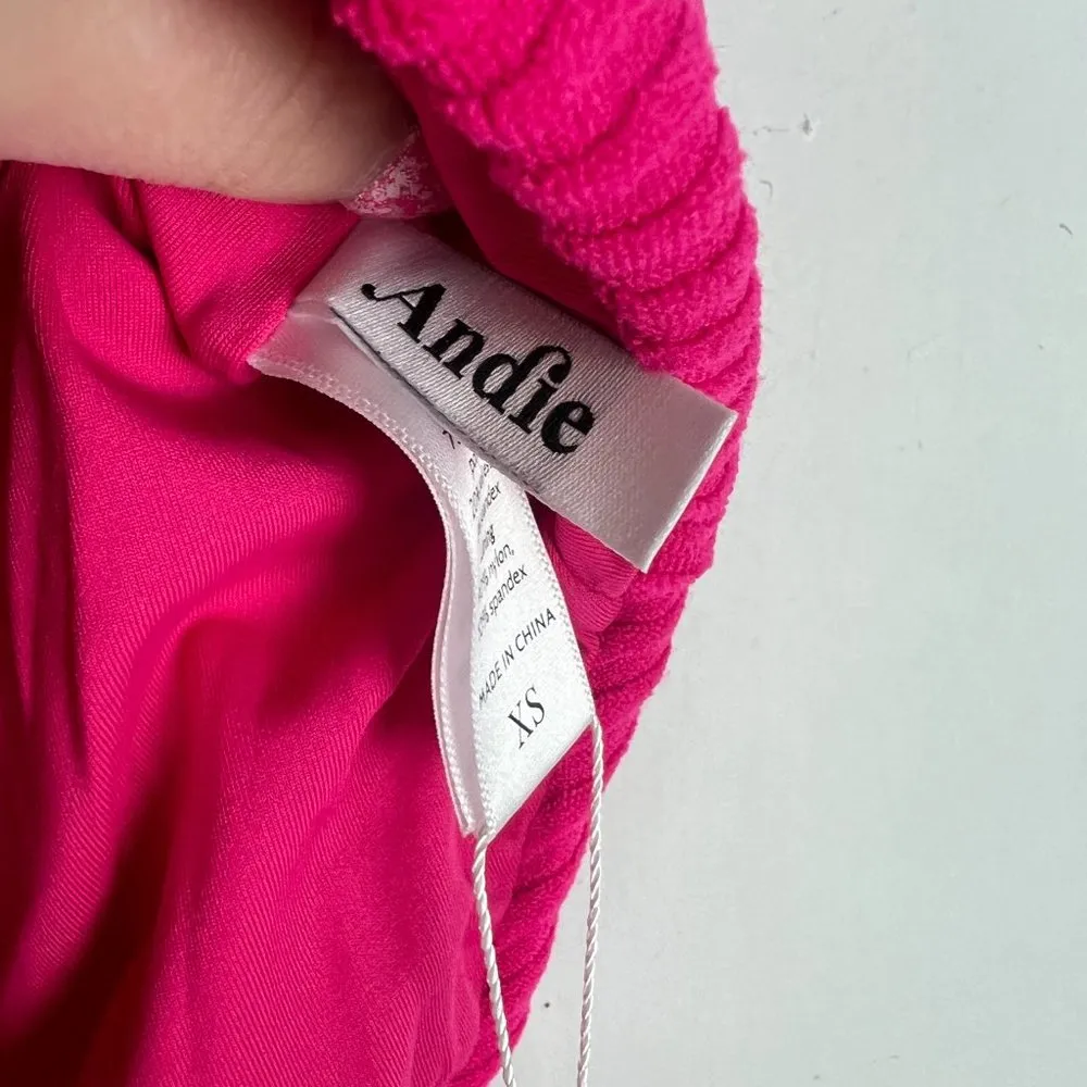 NWT Andie Swim The Snap Bikini Bottom Rib Terry Neon Hibiscus Size XS NEW - Image 6