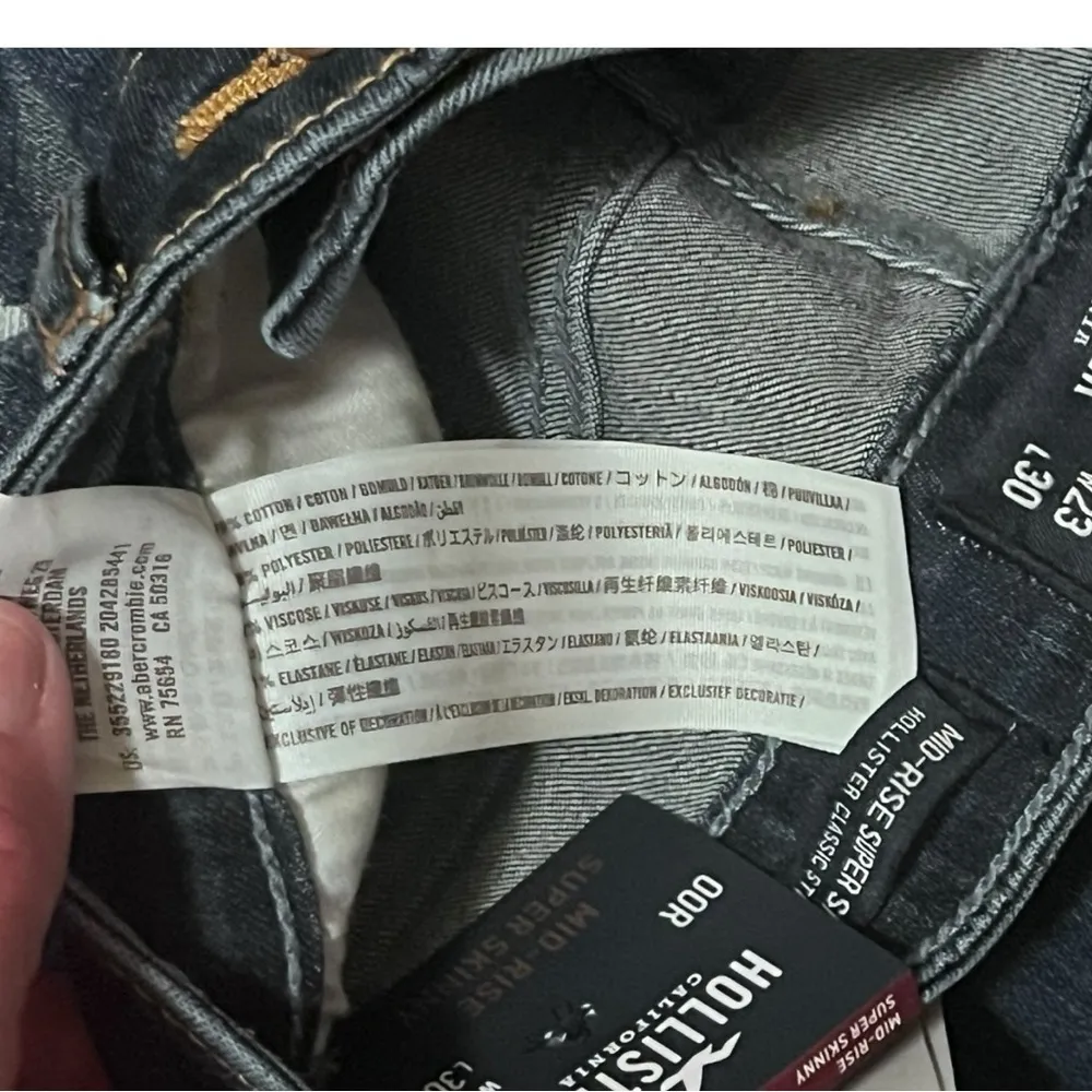 Hollister MidRise Super Skinny Blue Distressed Jeans 00‎ Concert Boho Streetwear - Image 5