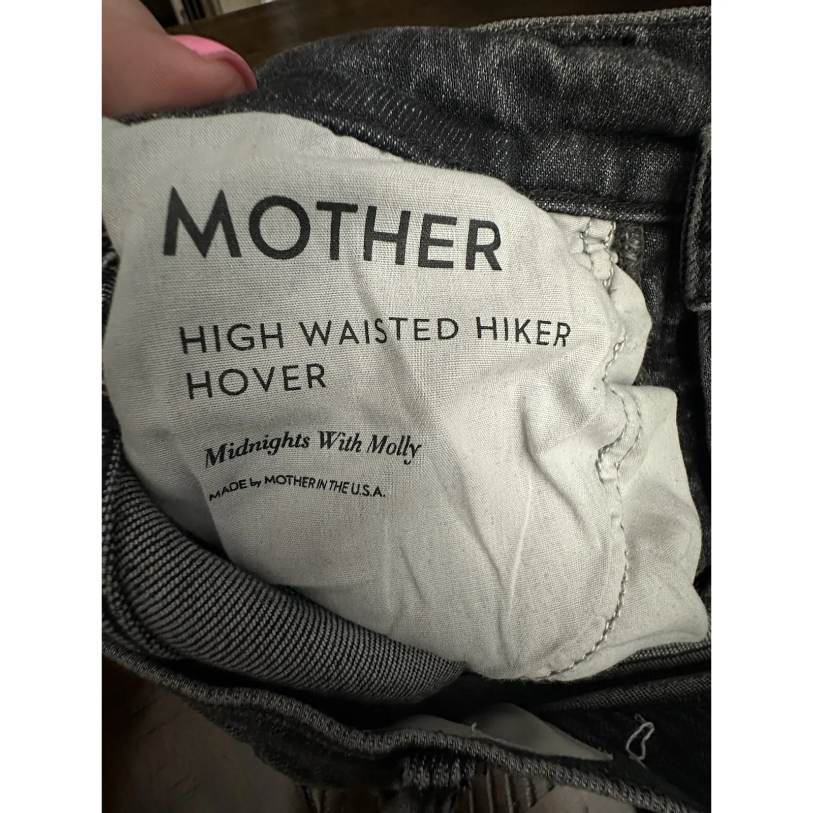 MOTHER Jeans Size 24 Superior High Waisted Hiker Hover Washed Black #T3 - Image 6