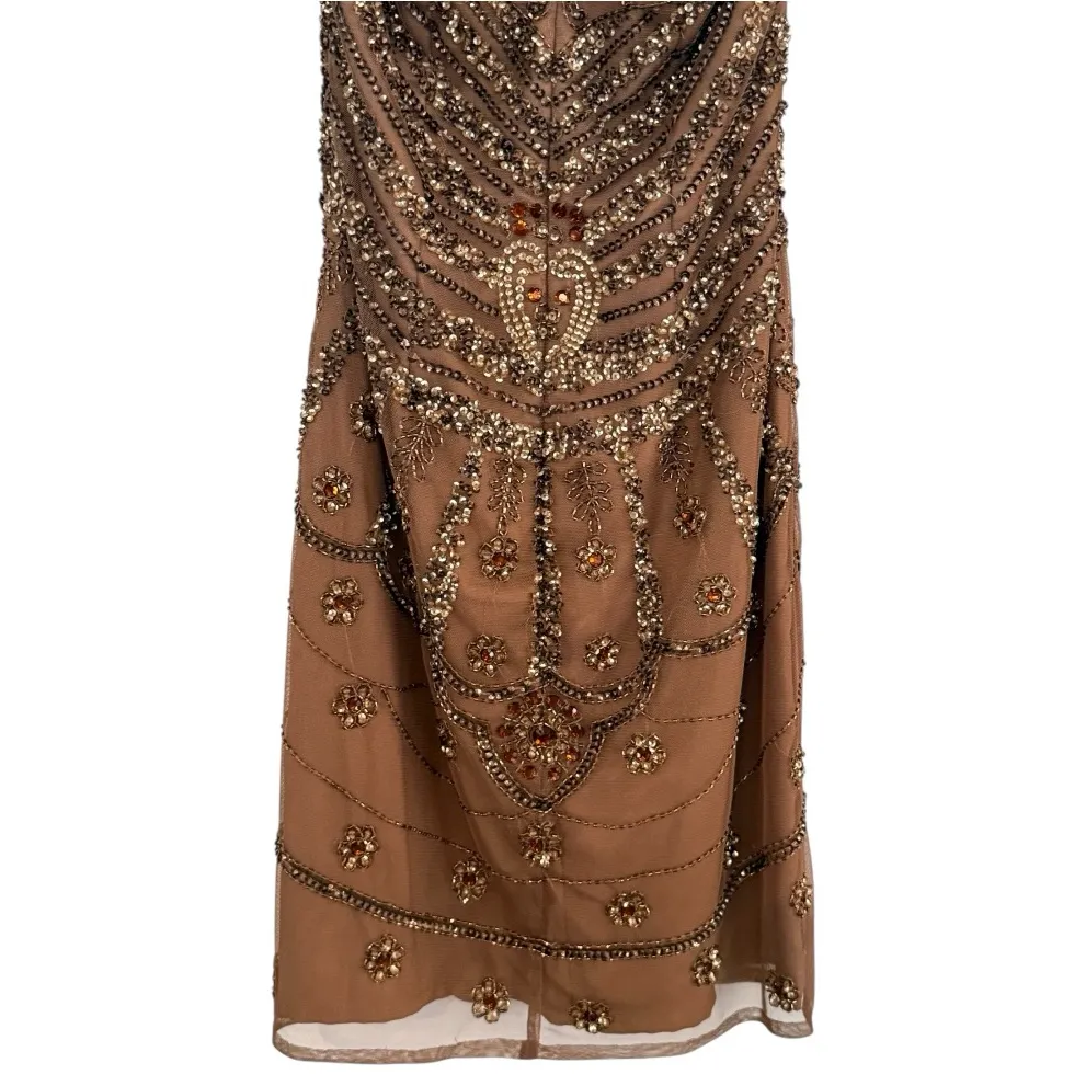 SHAIL K Beaded Floral Open Back High Neck Cocktail Wedding Prom Dress Size 4 - Image 8