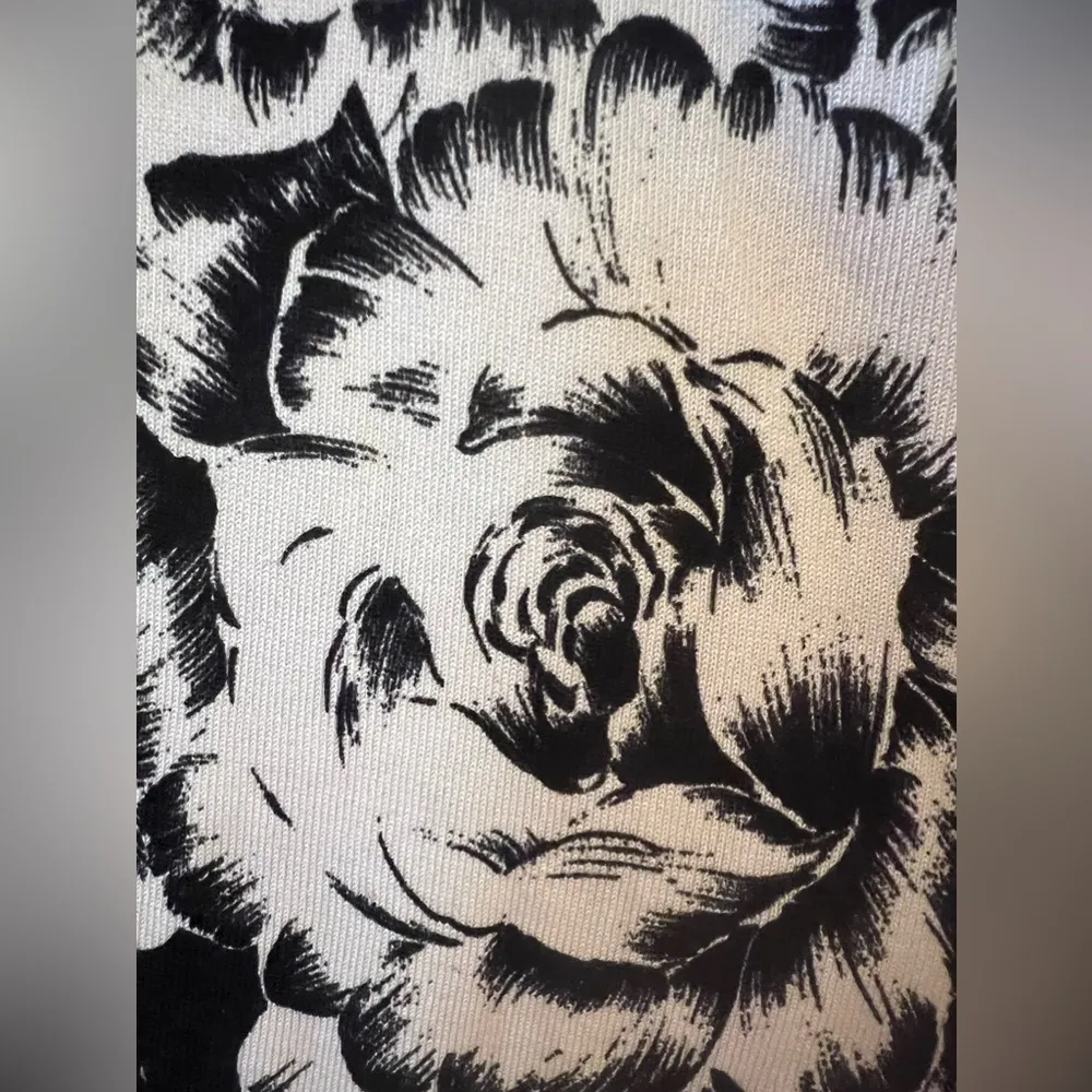 Talbots Black All Over Floral Print Long Sleeve Shirt Top Silk Nylon Plus Size X - Image 4