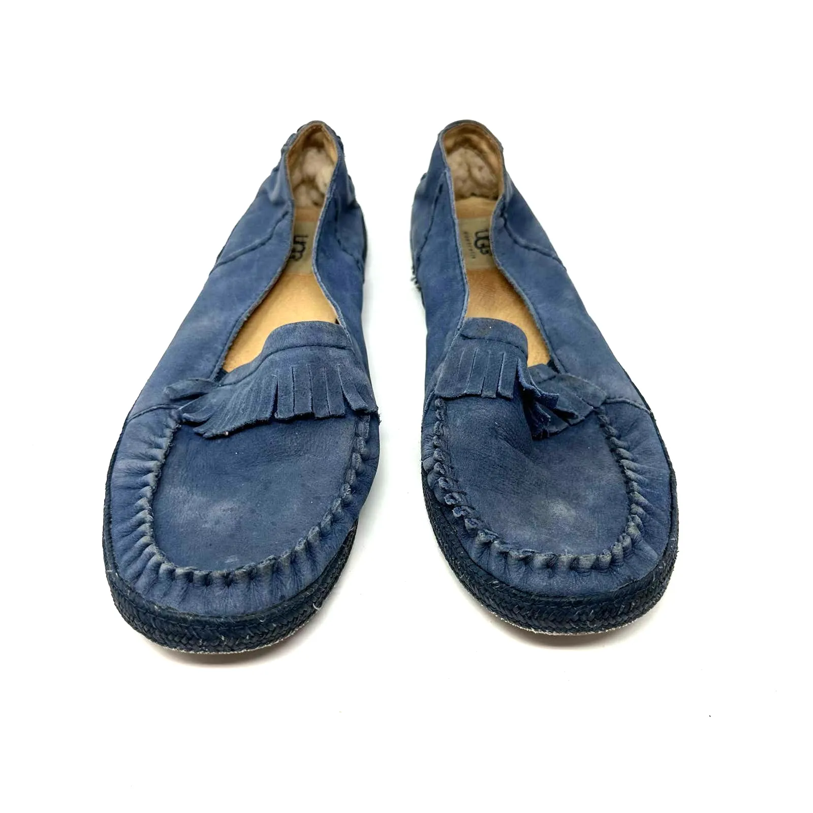 Ugg Australia size 10‎ blue leather flats moccasins loafers 1003224 F3013E - Image 8