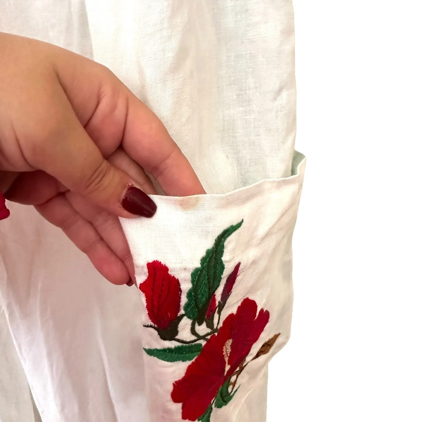 FANM MON Pamuk Embroidered Halter Maxi Dress XS‎ White - Image 6