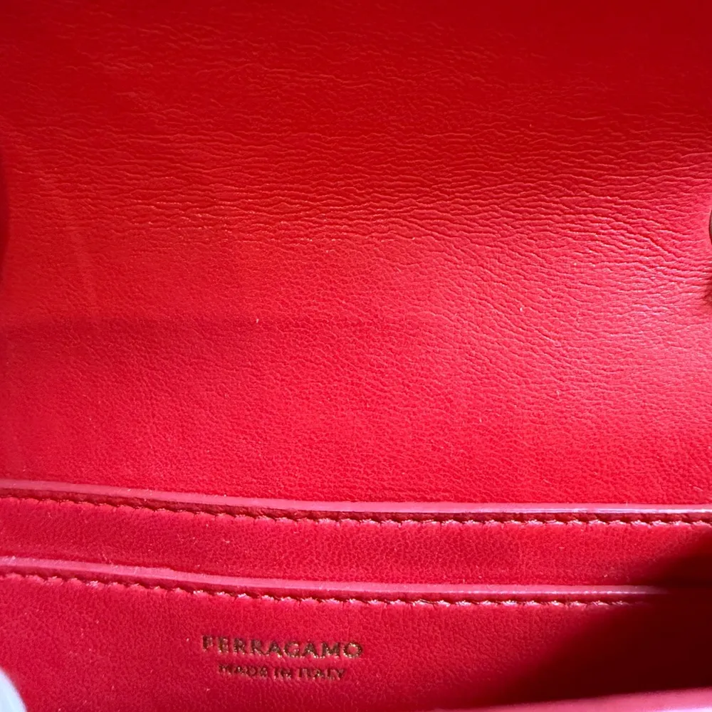 Ferragamo Gancini Mini Leather Shoulder Bag, Red - Image 11