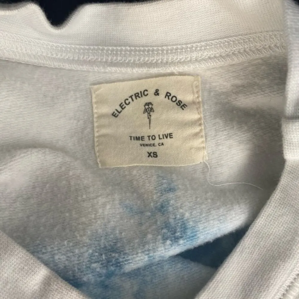 Electric & Rose Neil White Blue Tie Dye Striped Pullover Sweatshirt Size XS NWT - Image 5