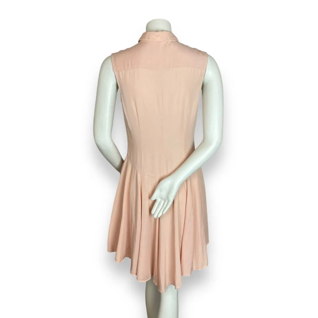 DO+BE Dress High Low Hem Button-Up Women Size Small Light Pink Sleeveless Collar - Image 3