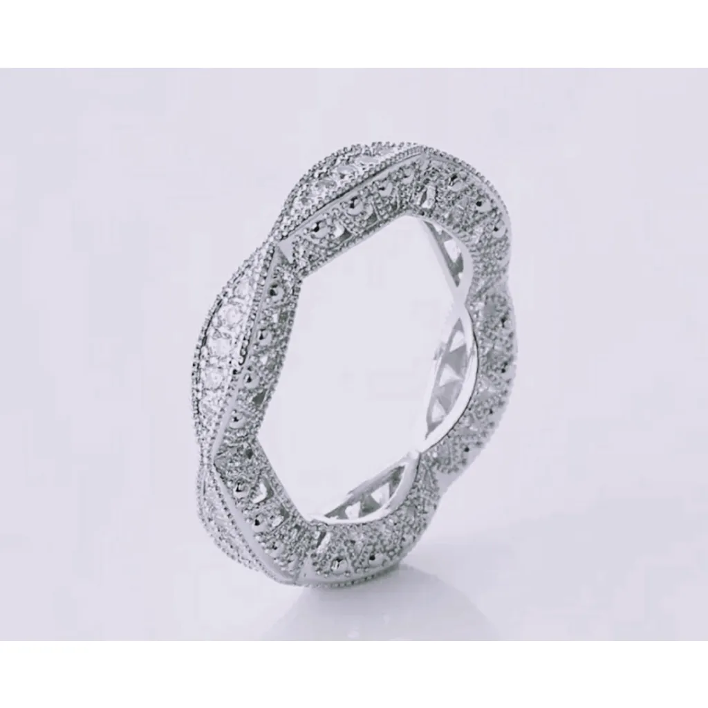 NEW 1Ct Ribbon Pave Simulated Diamond 18kgp Eternity Wedding Band Ring,‎ Sz 6.5 - Image 6
