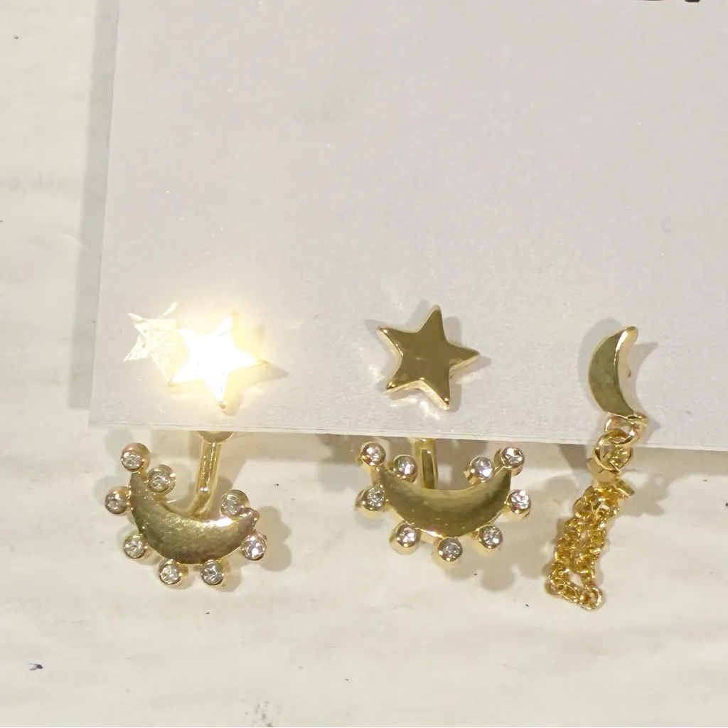 BAUBLEBAR Gold Tone‎ Cosmic Couple Earring Set 2 Pack NEW - Image 2