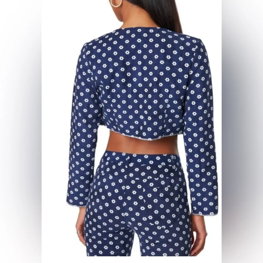 The Kript Navy Blue Flower Cardigan Size Medium - Image 2