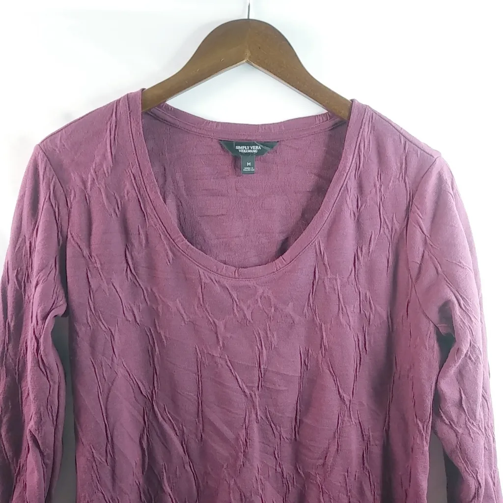 Simply Vera Wang M Fall Textured Scoop Neck Tunic Top in Grape Red Size M - Image 6