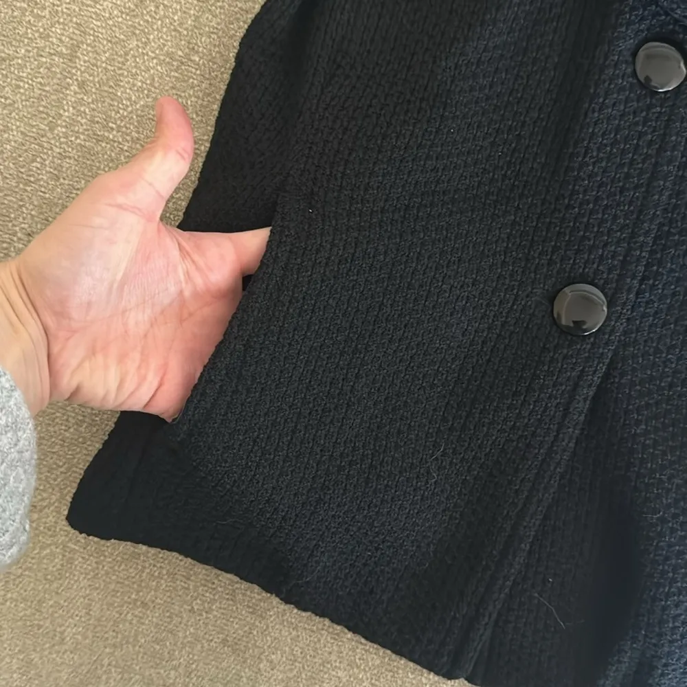 St. John Caviar Long Sleeve Texture Waffle Black Knit Blazer Jacket Size 10 - Image 3