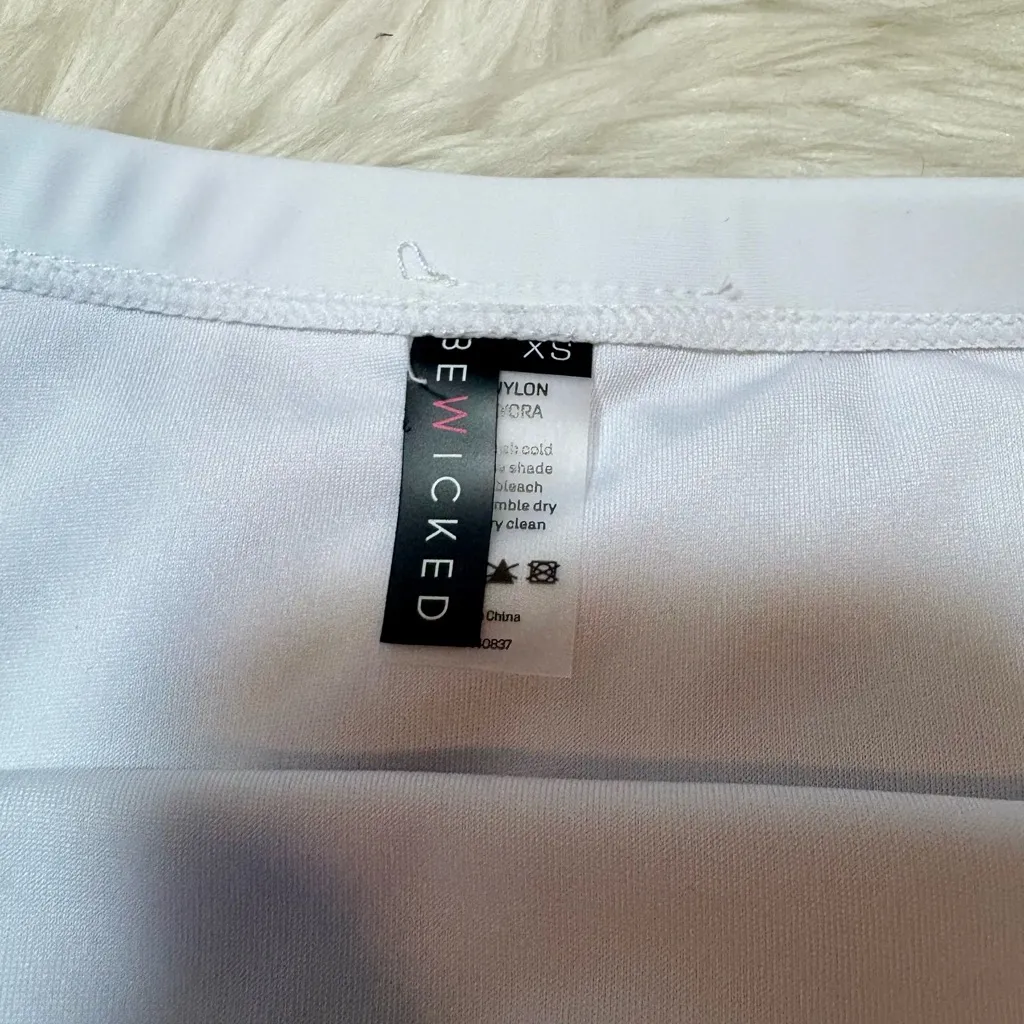 BE WICKED White Sleeveless Deep U Back High Waist Bikini Set Size XS - Image 6