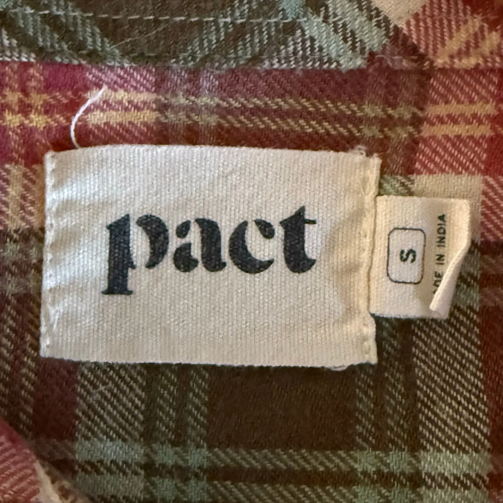 pact Red Green Plaid Flannel Shirt Button Down Organic Cotton Grunge Fall Cabin - Image 9