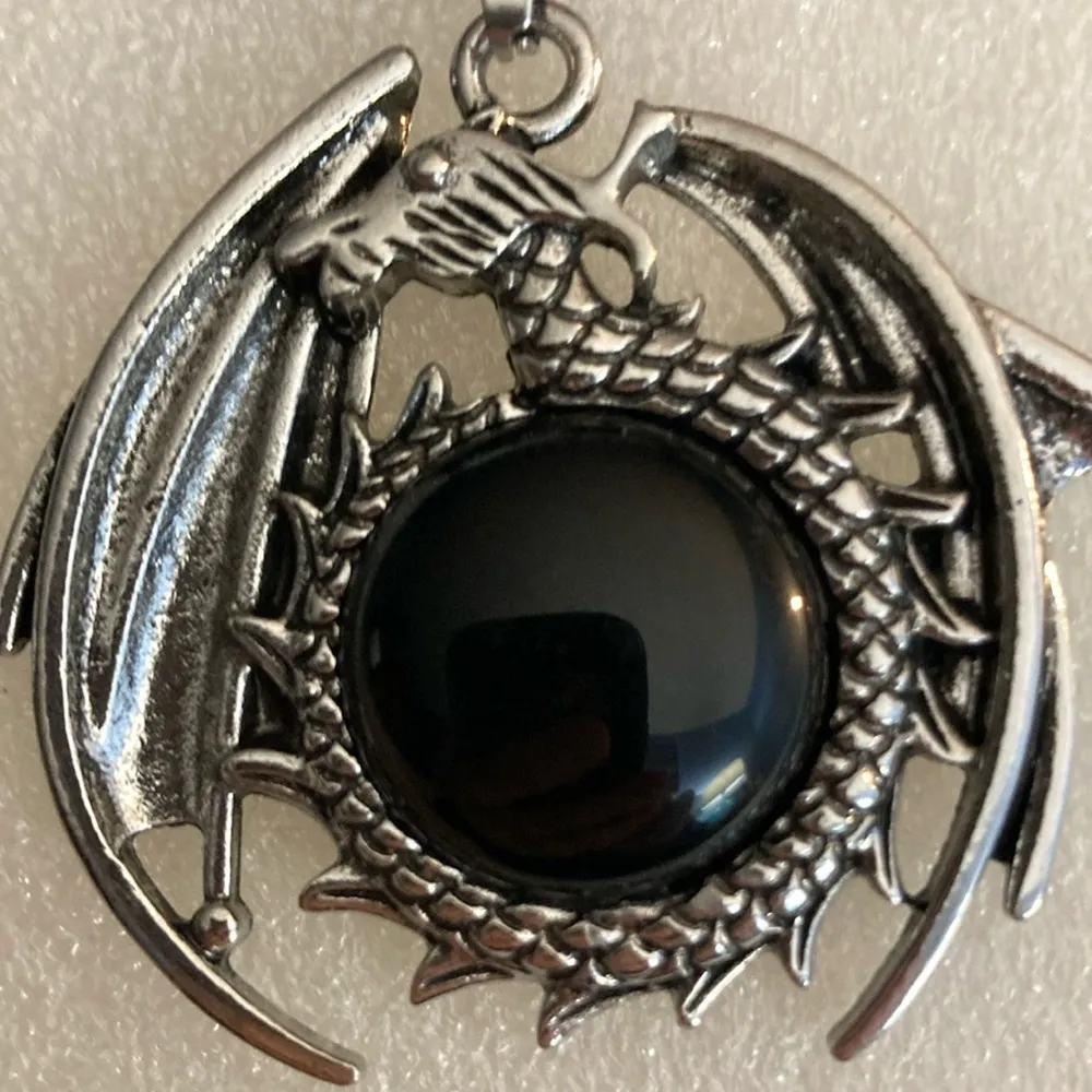 Black Agate Dragon Charm Necklace. NWOTT Cord is 17 1/2” Long with … - Image 3