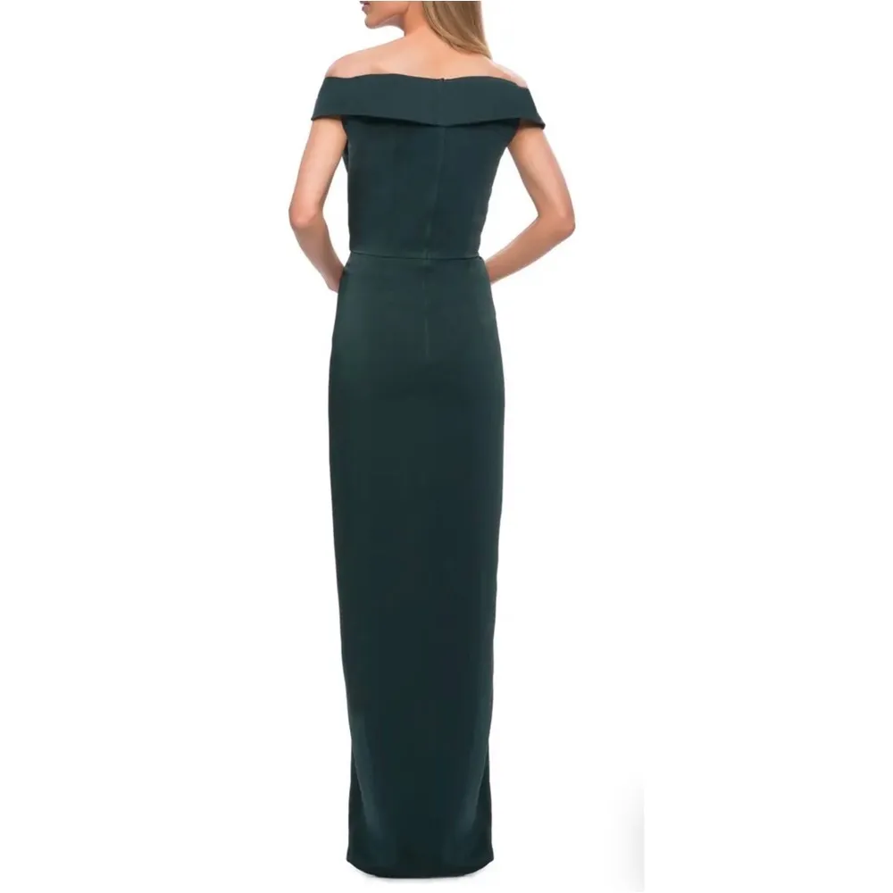 La Femme Emerald Green Formal Gown Off the Shoulder Dress Size 8, NEW $365.00 - Image 4