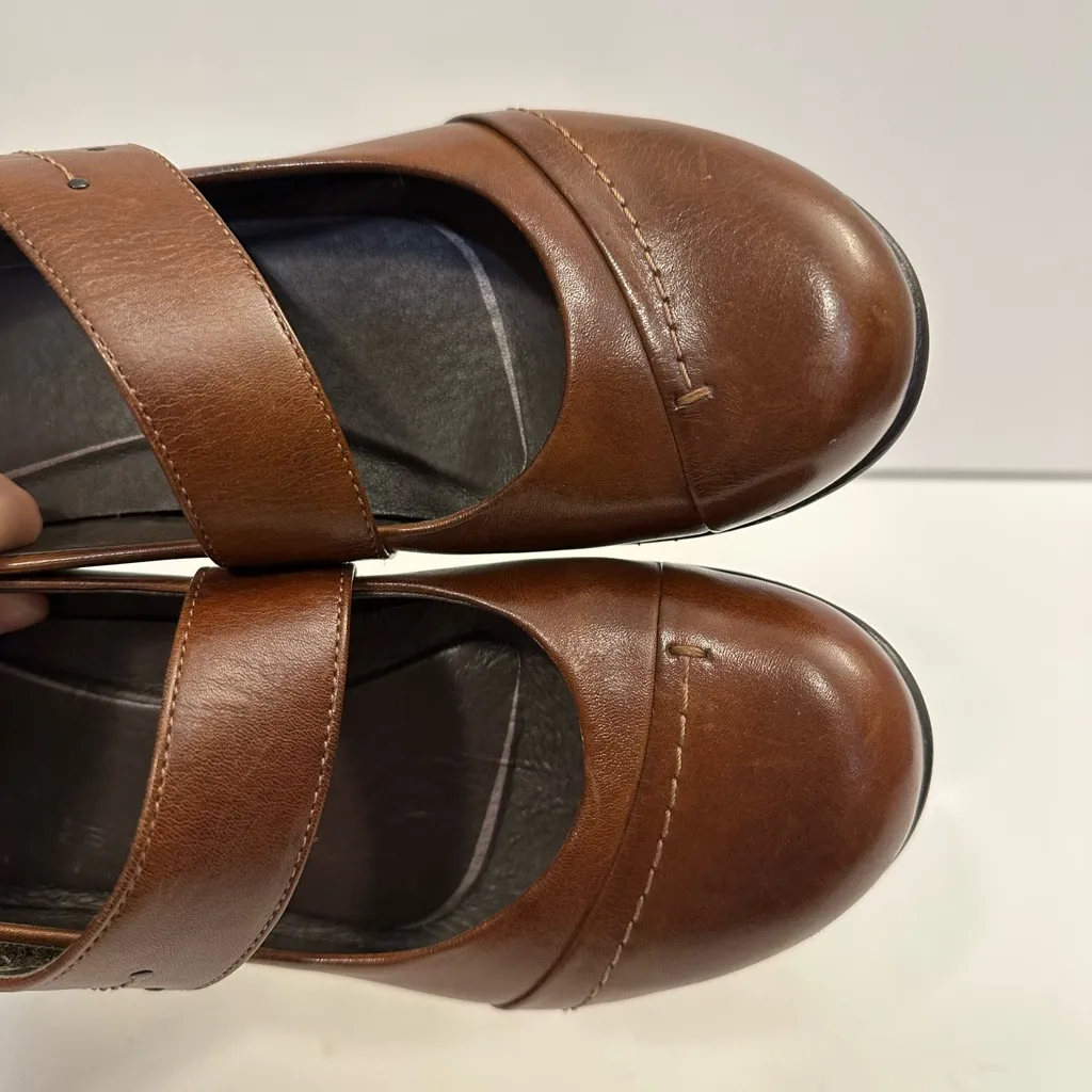 Dansko Leather Burnished Nappa Wedge Mary Janes Brown Size EU 37 - Image 5