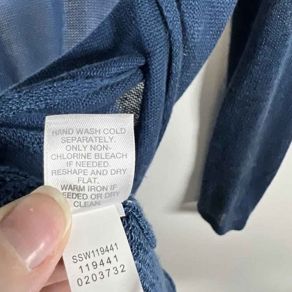 J. Jill Great Seaside Blue Open Long Linen Blend Pocket‎ Cardigan Womens Size XS - Image 8