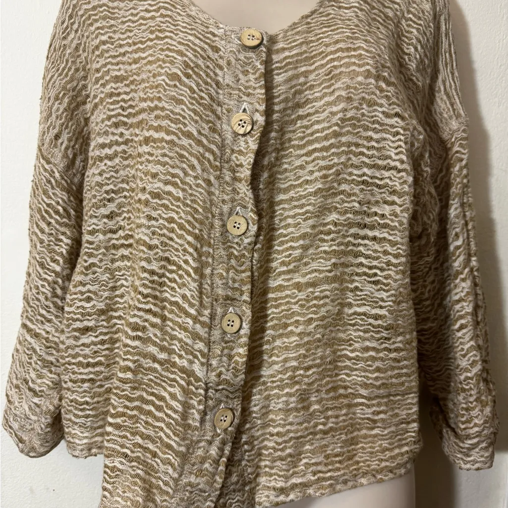 La Bottegga di Brumella Tan/White One of a Kind Lightweight Cardigan MSRP: $639 Tan Size undefined - Image 5