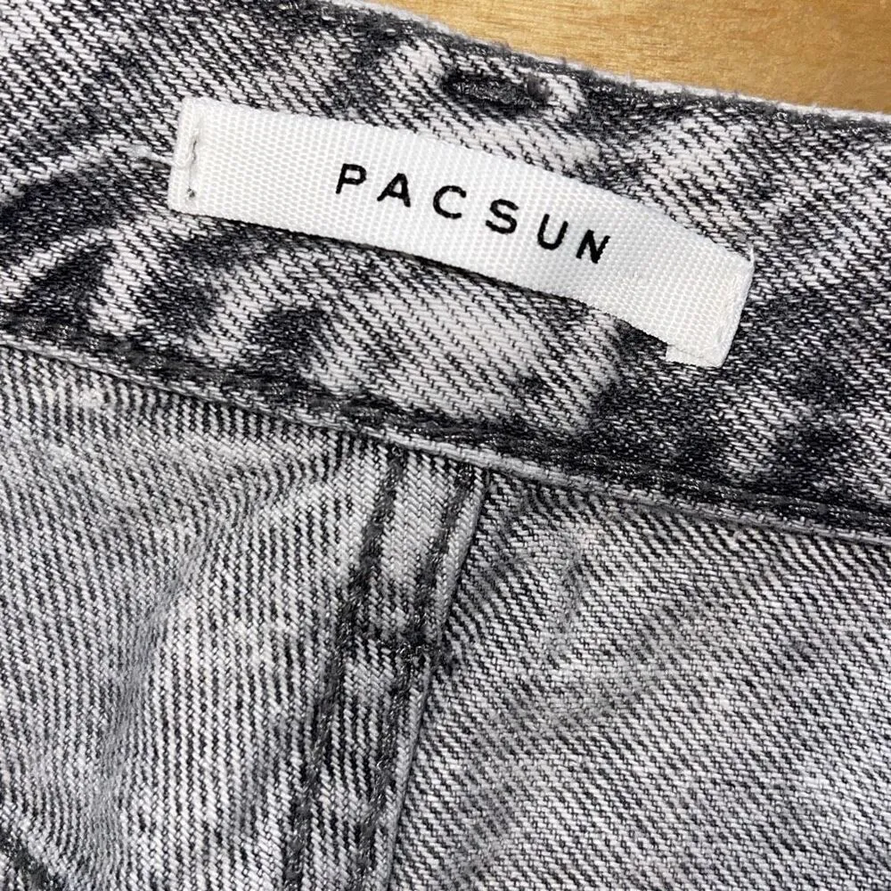 Pacsun Womens Acid Wash High Rise Straight Button Fly Jeans Black Size‎ 29 - Image 5