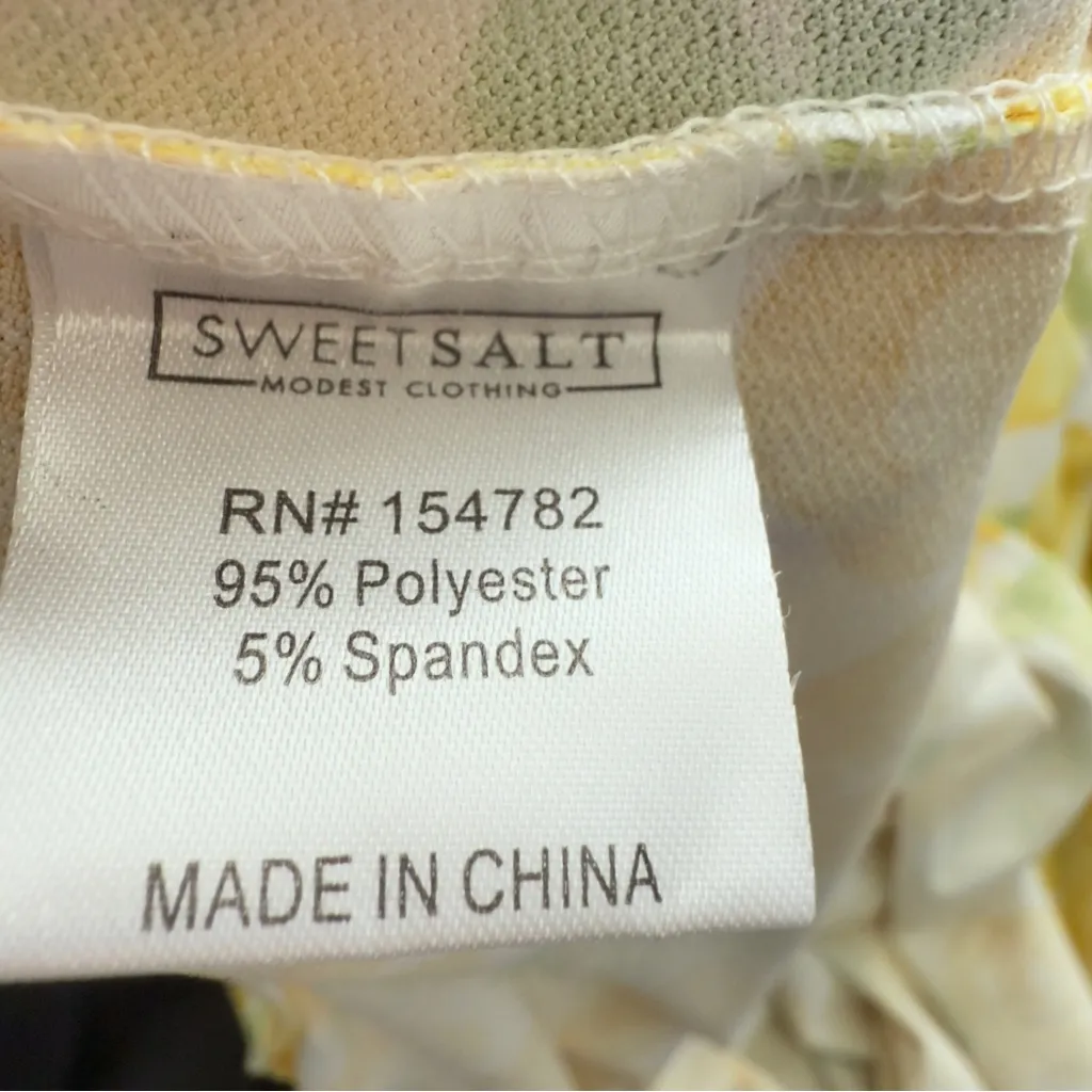 Sweet Salt XL Floral Print Midi Dress Pockets Yellow ,Green, White cottagecore - Image 8