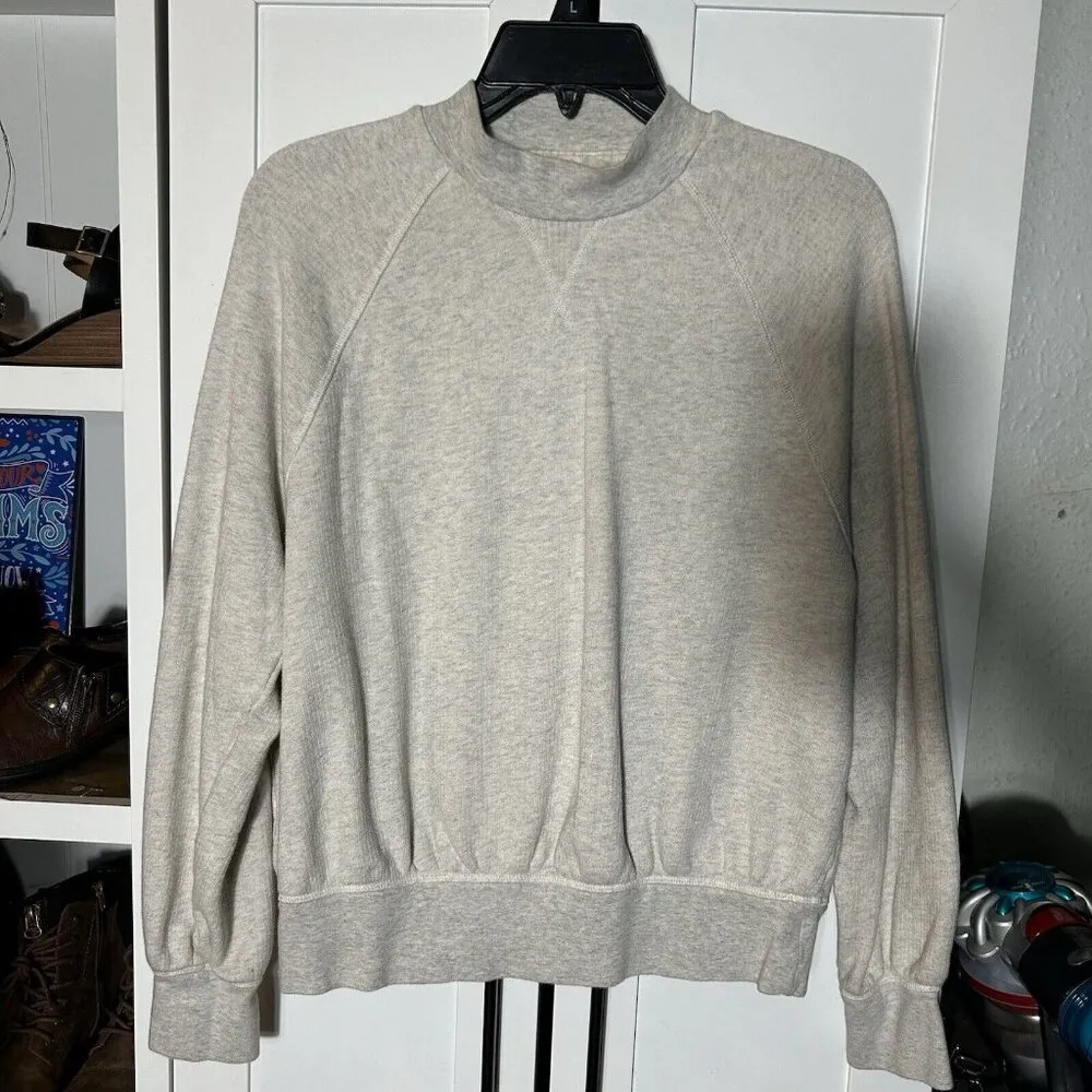 Universal Thread Women's Rib-Knit Sweatshirt Greige Size S‎ - Image 2