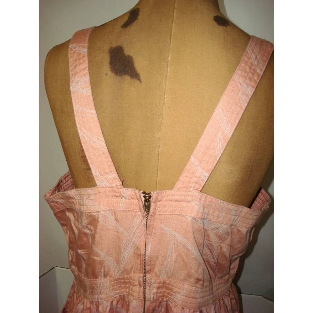 New Womens NWT PrAna M Sun Drifter Dress Peach Apple Blossom Leaves Pockets Zip - Image 4