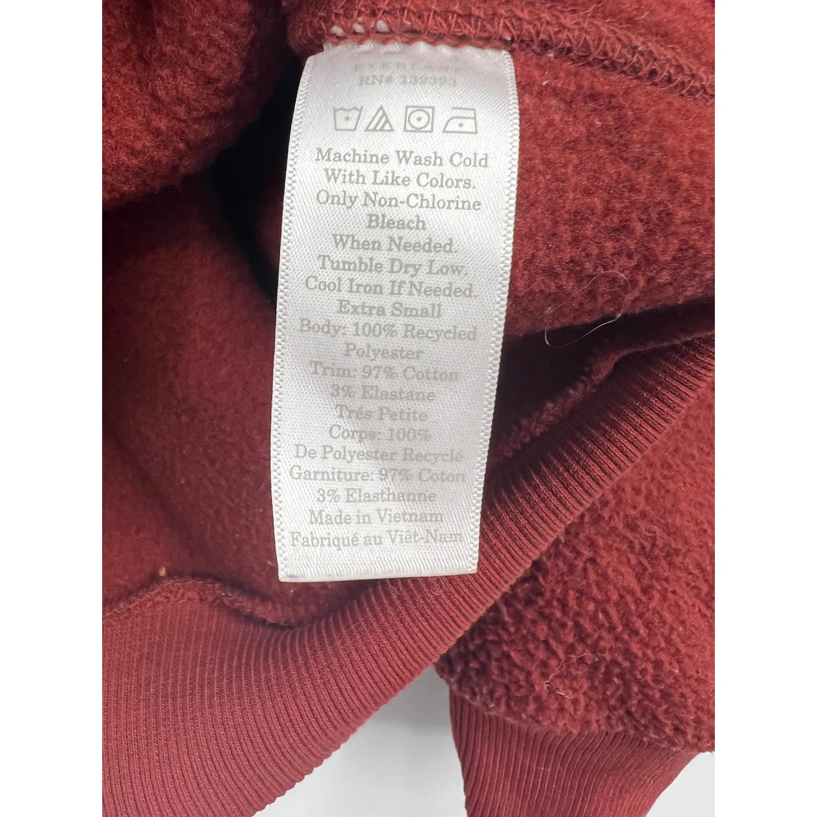 Everlane ReNew Red Fleece Long Sleeve‎ Crewneck Pullover Sweatshirt Size XS - Image 4
