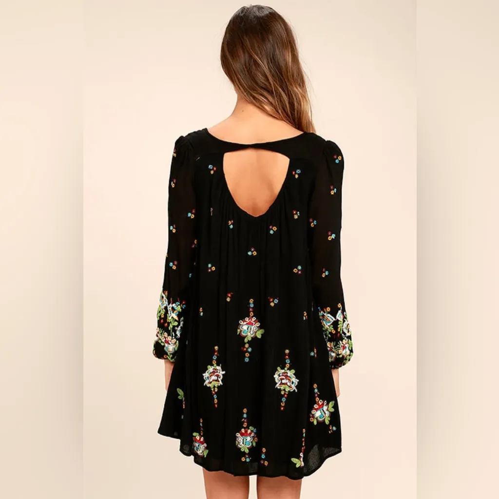 Free People Oxford Embroidered Mini Dress S Women Casual Long Sleeves. - Image 10