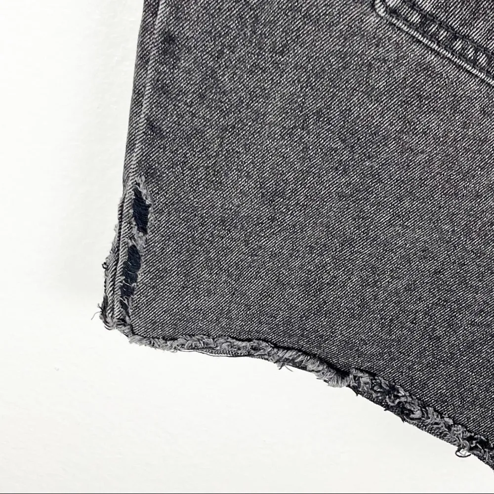 GLASSONS Black Wash High Rise Frayed Hem Jean Shirts, Size 12 - Image 6