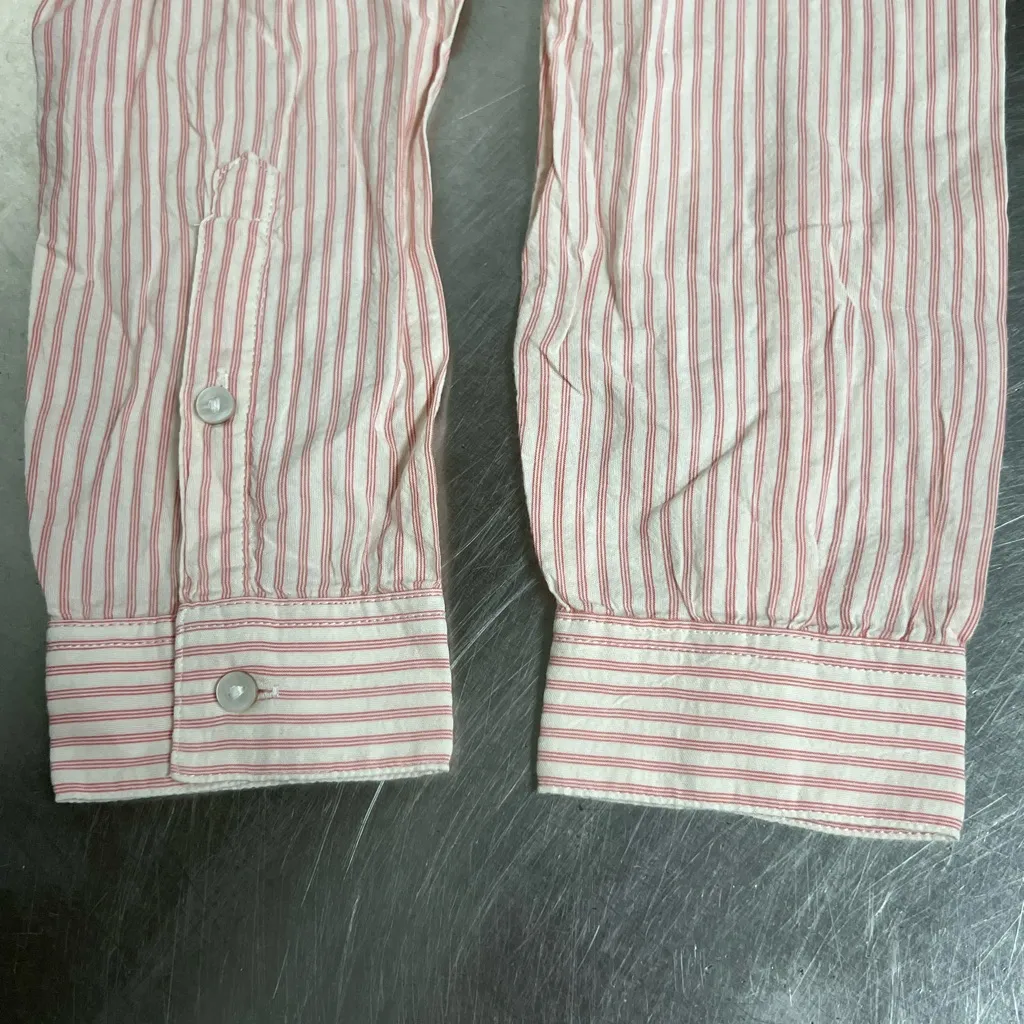 Aerie Womens Ivory & Pink Striped Long Sleeve Button Down Shirt - Size XS - NWT - Image 4