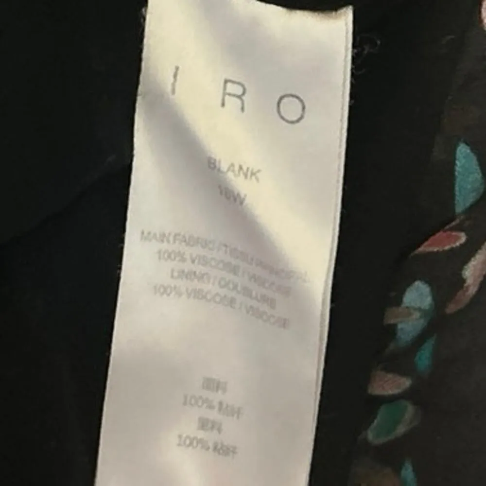 IRO Blank Black Floral Long Sleeve Ruffle Tiered Asymmetric Midi Dress 38 US 6 - Image 7