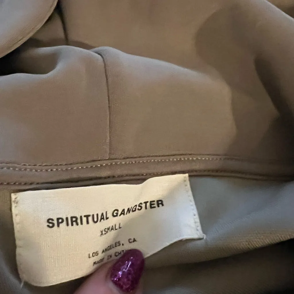 Spiritual Gangster Taupe cropped hoodie - Image 2
