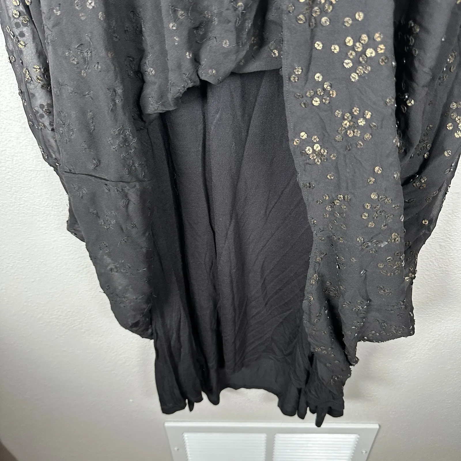 Eileen Fisher Silk Sequin Beaded Tank Midi Dress Black Womens XL Layered Holiday - Image 5