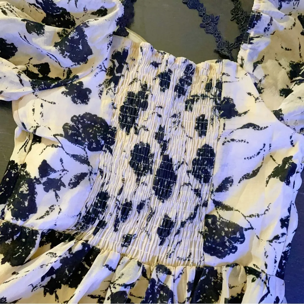 J.ING Cream Off Shoulder Rose Floral Print Midi Dress Black - Image 12