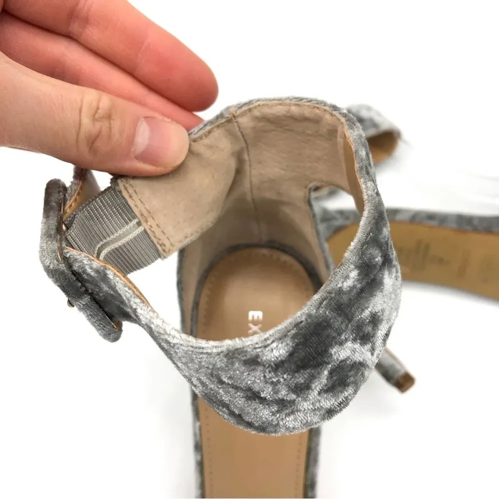 Crushed Velvet Ankle Strap Heels Silver 10 - Image 6