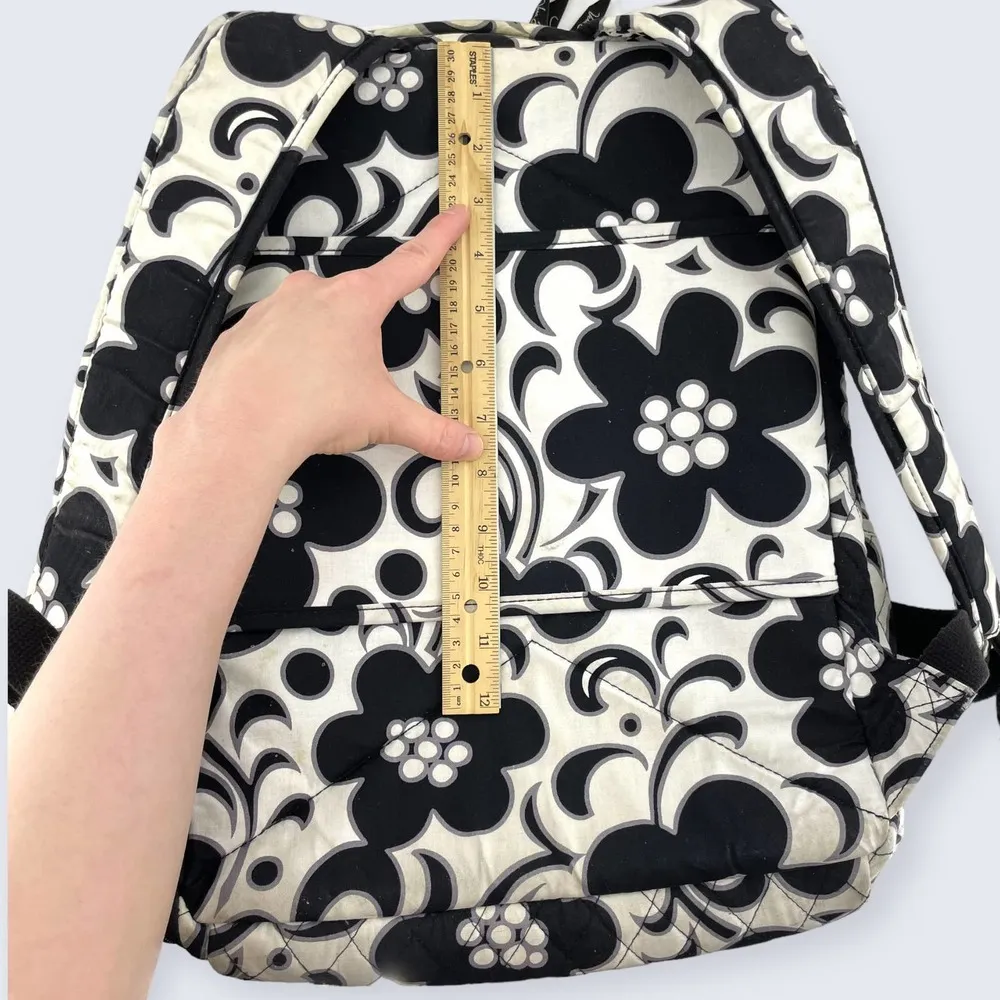Vera Bradley Night & Day (Summer 2010) Black White Large Laptop School Backback - Image 9