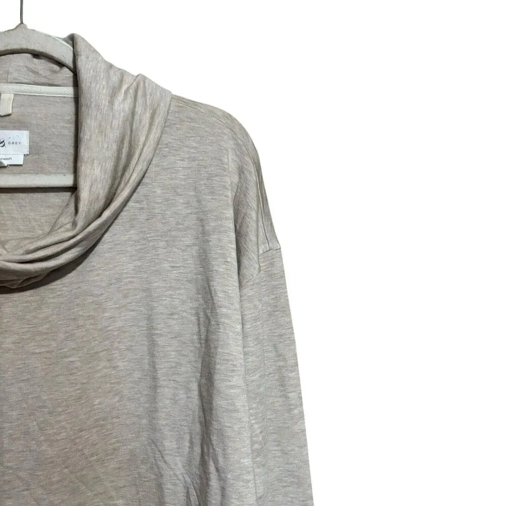 Lou & Grey Slub Top Womens Small Beige Signature Soft Cowl Neck Stretch Blouse - Image 3