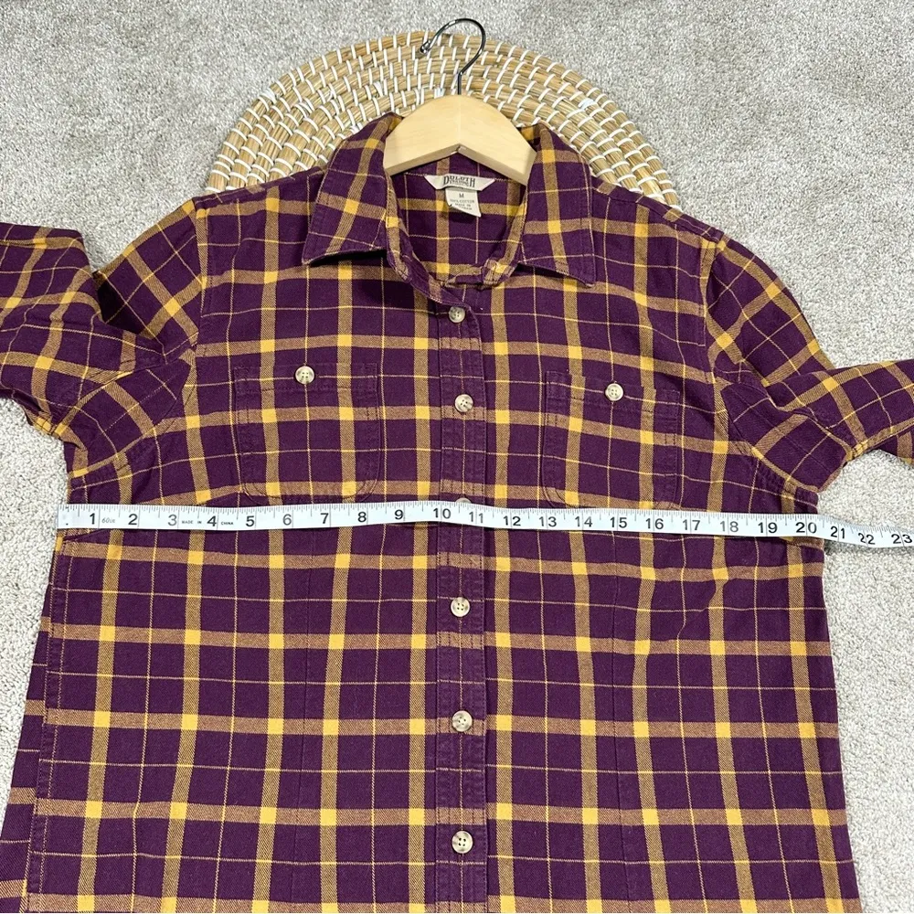 Duluth Trading Co Women’s Free Swingin Flannel Button Down Shirt Purple Yellow M Size M - Image 10
