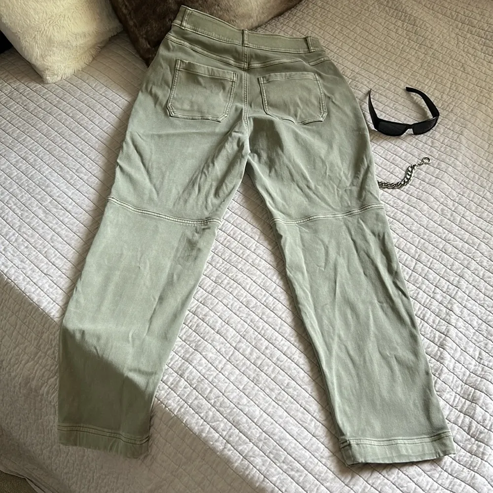 Spanx Stretch Twill Straight Leg Pants Olive Oil Green Pull On Women Size Medium - Image 12