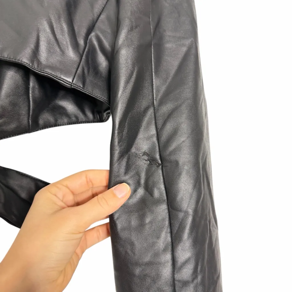 Ronny Kobo Faux Leather Wrap Blazer Black Size XS - Image 3