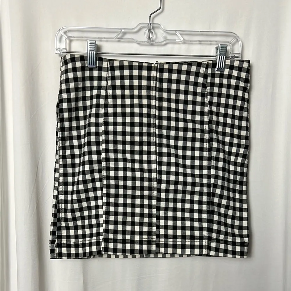 Free People Modern Femme Novelty Black and White Gingham Mini Skirt Size 4 - Image 3