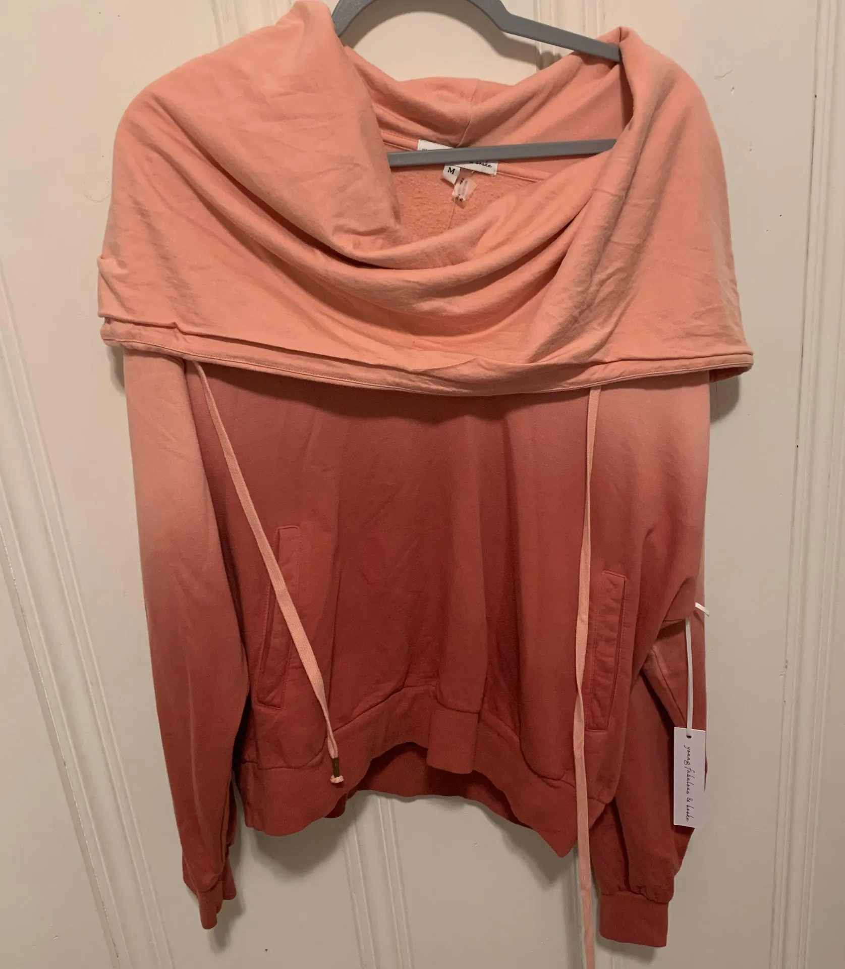 Young Fabulous & Broke Ombre Coral Cowl Sweatshirt - Image 4