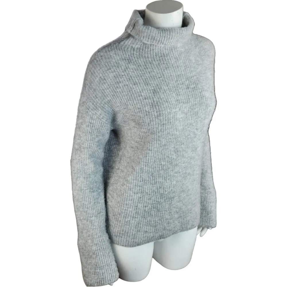 NWOT Nordstrom Signature Womens XS Gray Ribbed Wool Blend Turtle Neck Sweater - Image 11