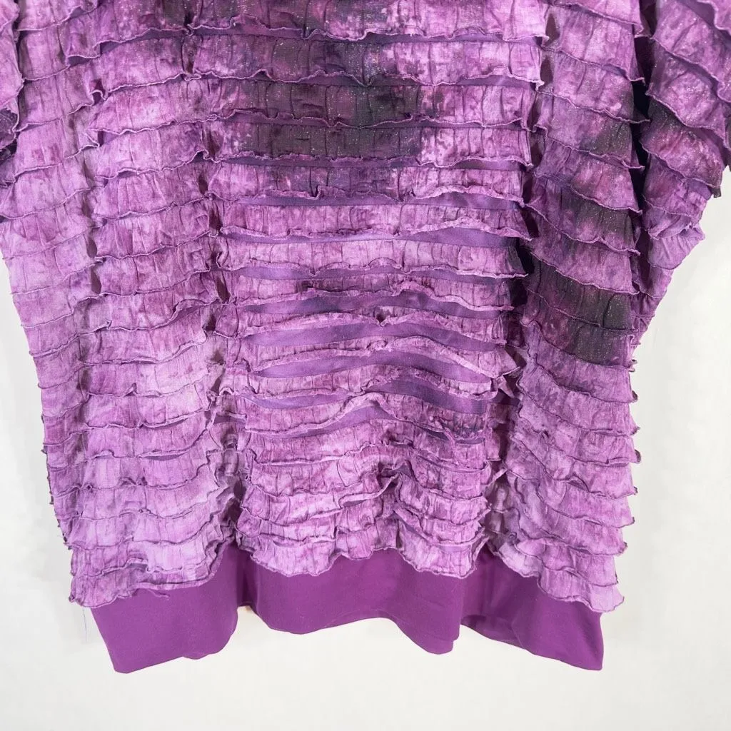 Fashion Bug Plus Size 2X Top Purple Ruffled Short Sleeve Sparkly Banded 1613 - Image 3
