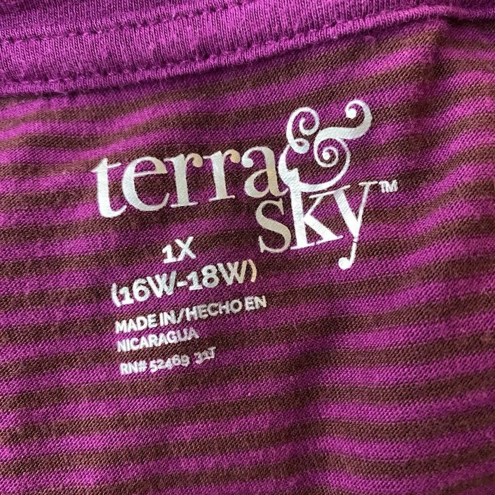 Terra & Sky Purple Burgundy Long Sleeve Stretch Soft Size 1X semi fitted - Image 6