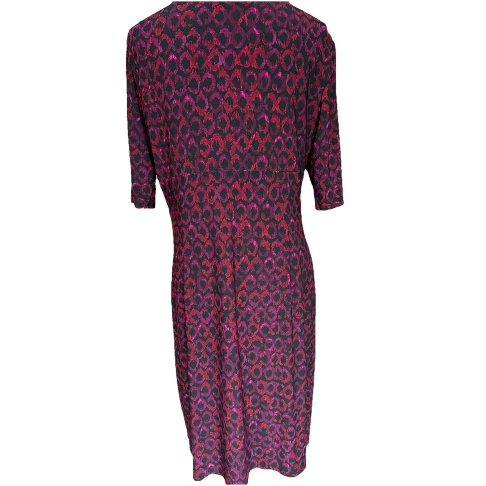 Lauren Ralph Lauren Womens Faux Wrap Dress Size XL Geometric Red Black Ruched - Image 9
