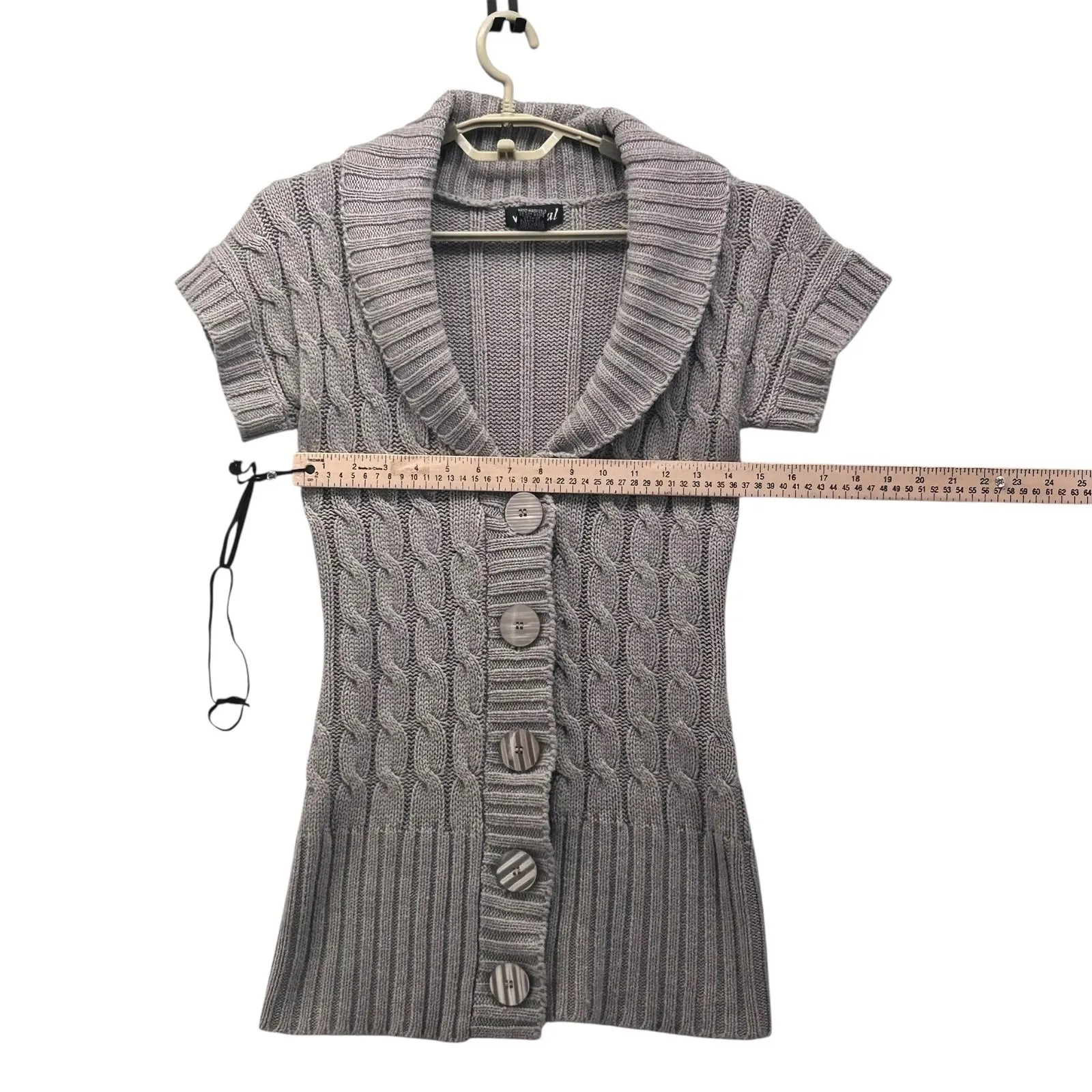 Wet Seal Y2K Cable Knit Cardigan Gray Medium - Image 10