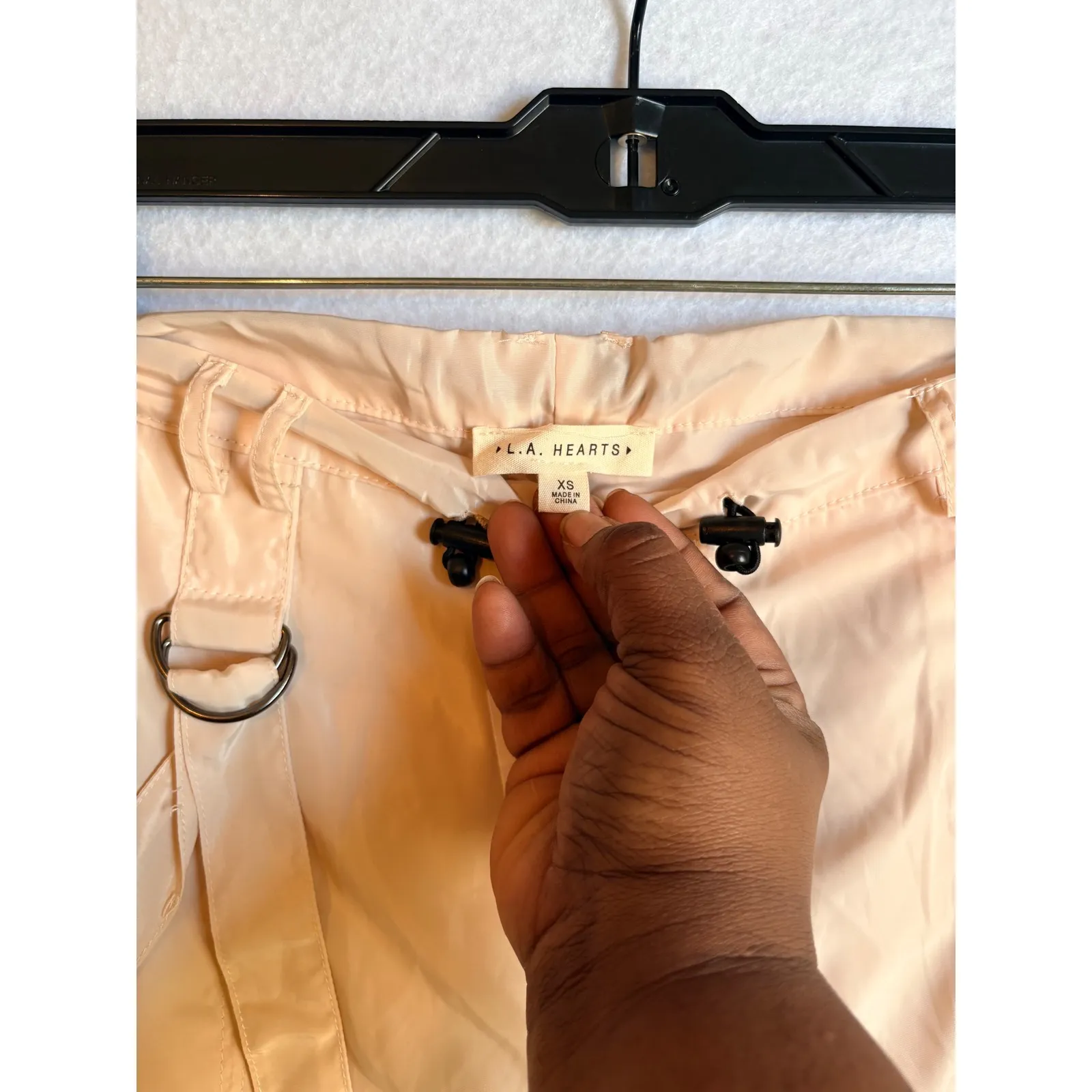 PacSun LA Hearts Cargo Pants XS Bone Beige Utility Y2K Parachute Streetwear NWT - Image 5