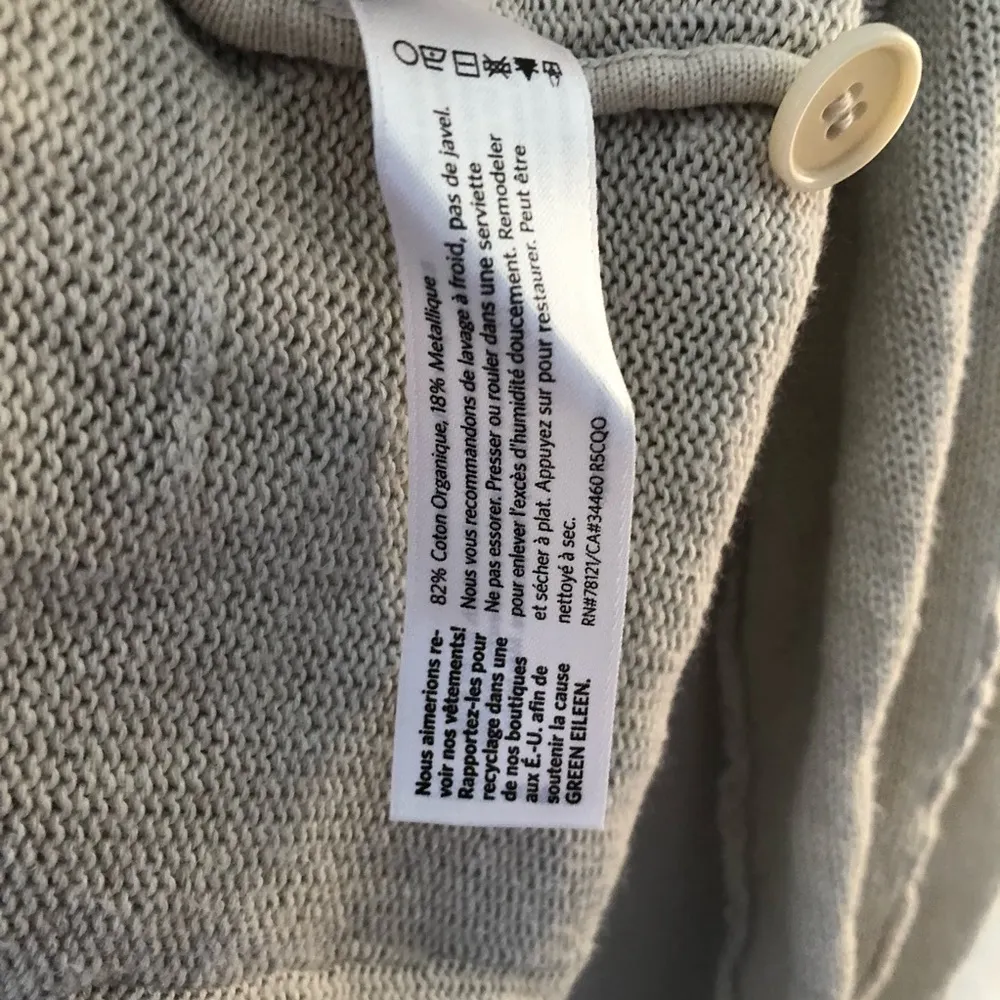 Eileen Fisher Cardigan Tan Button Front Cotton Blend Sz L GUC Collared - Image 10